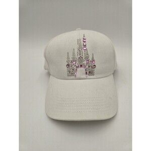 Disney World Park Bling Castle Baseball Hat - White W/ pink Sparkle Strap Back